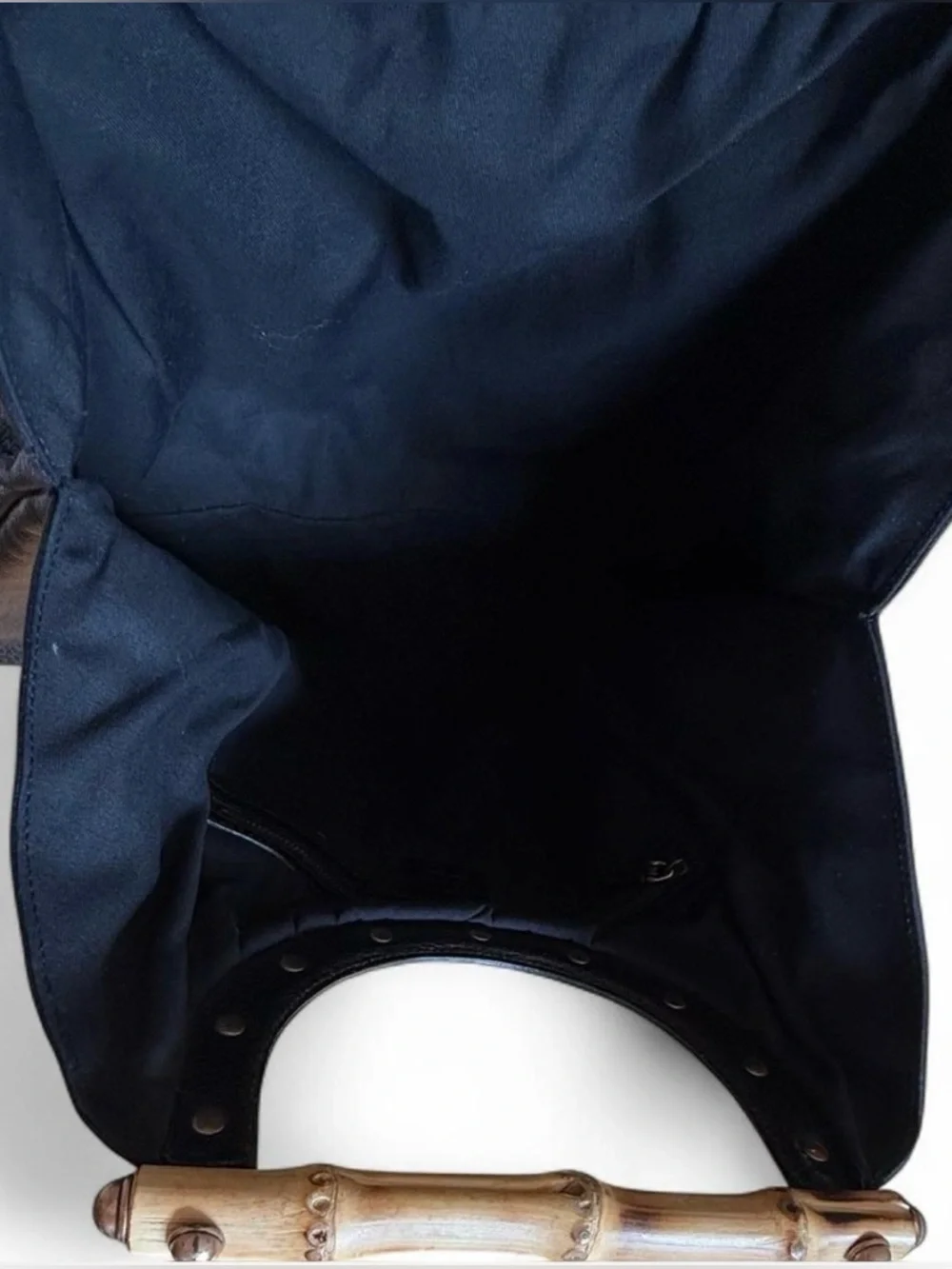 Vintage Gucci Bamboo Handle Black Leather Hobo Bag Large | Rare Classic Italy - Picture 4 of 4